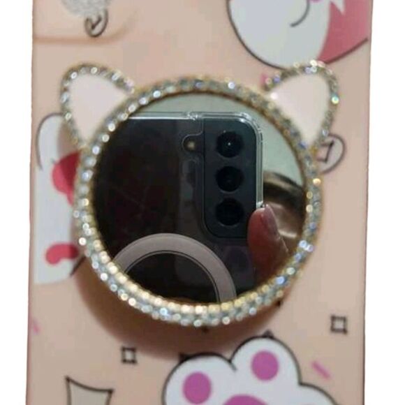 Cat Ears Shape Mirror Phone Clip Grip Holder - Picture 4 of 7